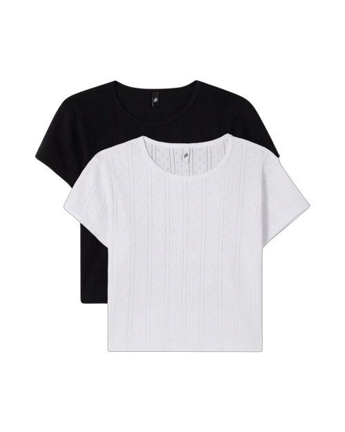 Cropped pointelle-knit organic cotton T-shirts