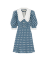 Broderie anglaise-trimmed polka-dot silk mini dress