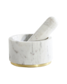 Simple Marble And Brass Mortar And Pestle