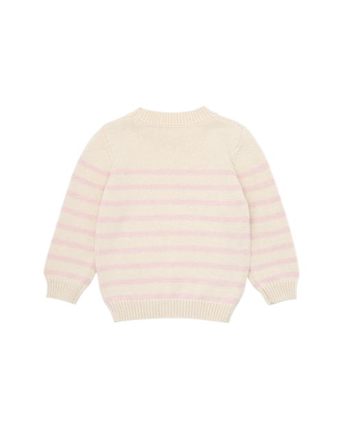 cream and pink stripe knit sweater