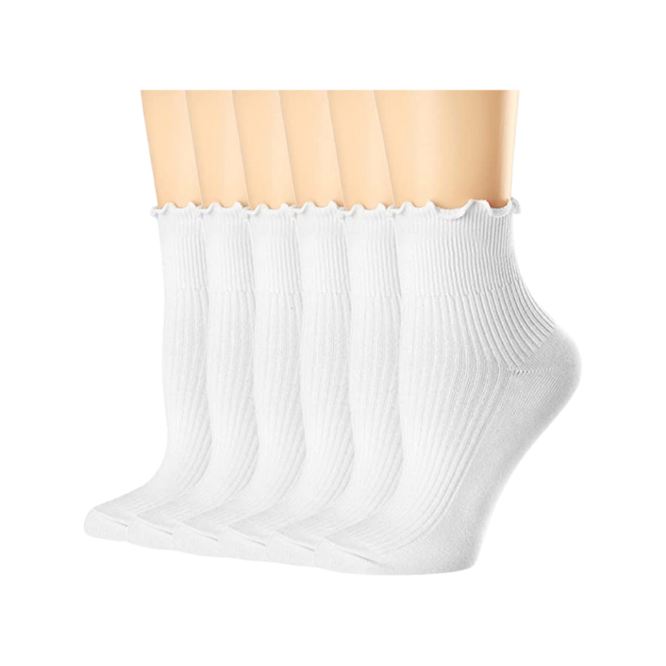 Ruffle Turn-Cuff Casual Ankle Socks